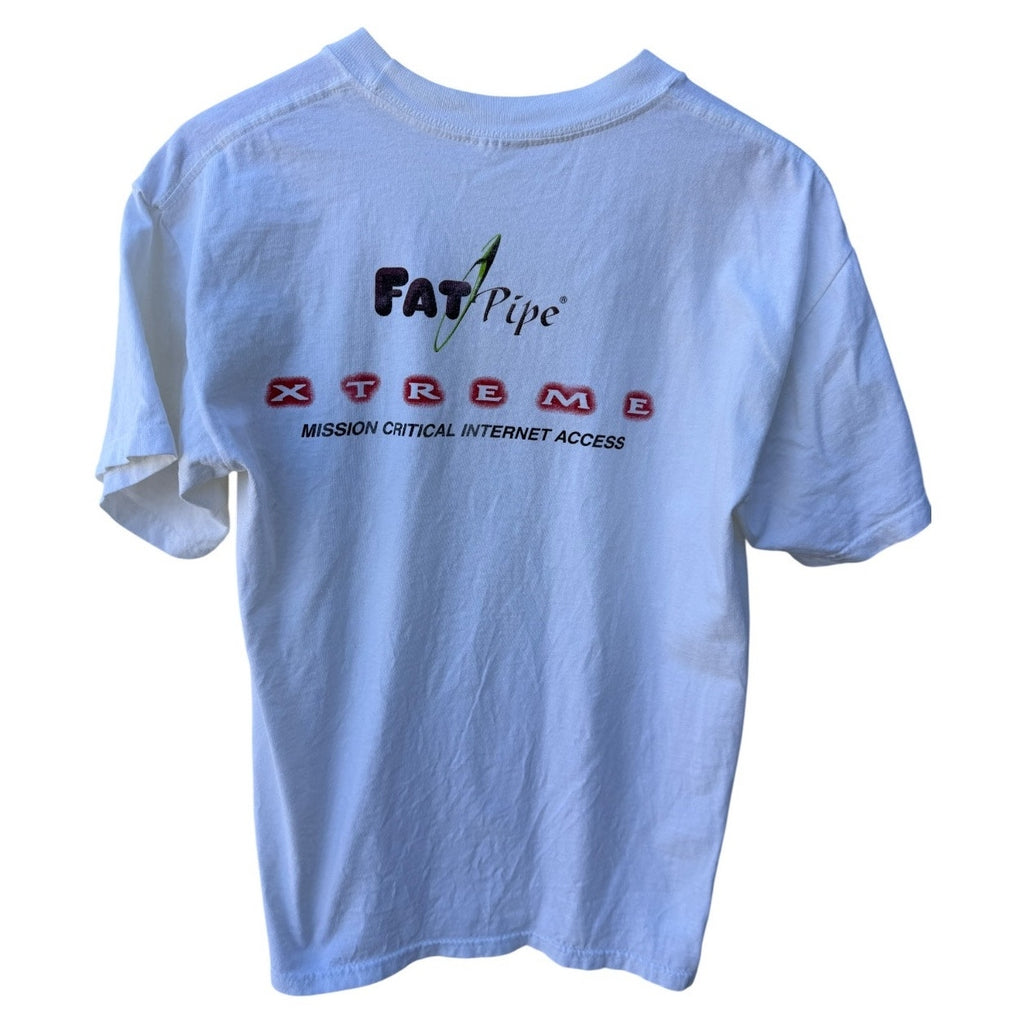 Single Stitch FatPipe Extreme Graphic TShirt Mens Medium White Tech Internet Tee