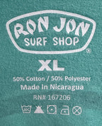 Ron Jon Surf Shop Men's Green Crewneck T-Shirt — brand label