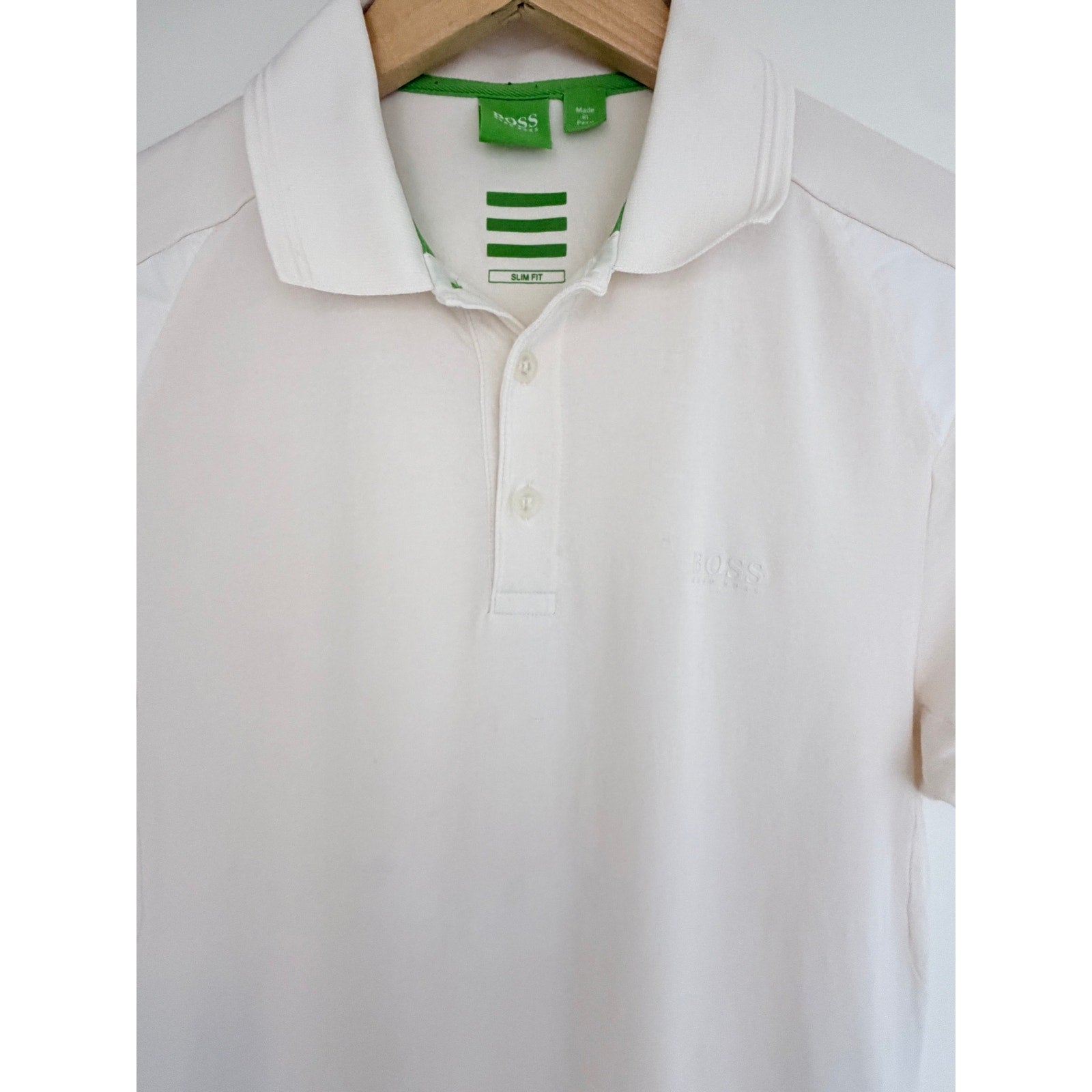 Hugo Boss Polo Shirt Mens Small White Short Sleeve Cotton Classic