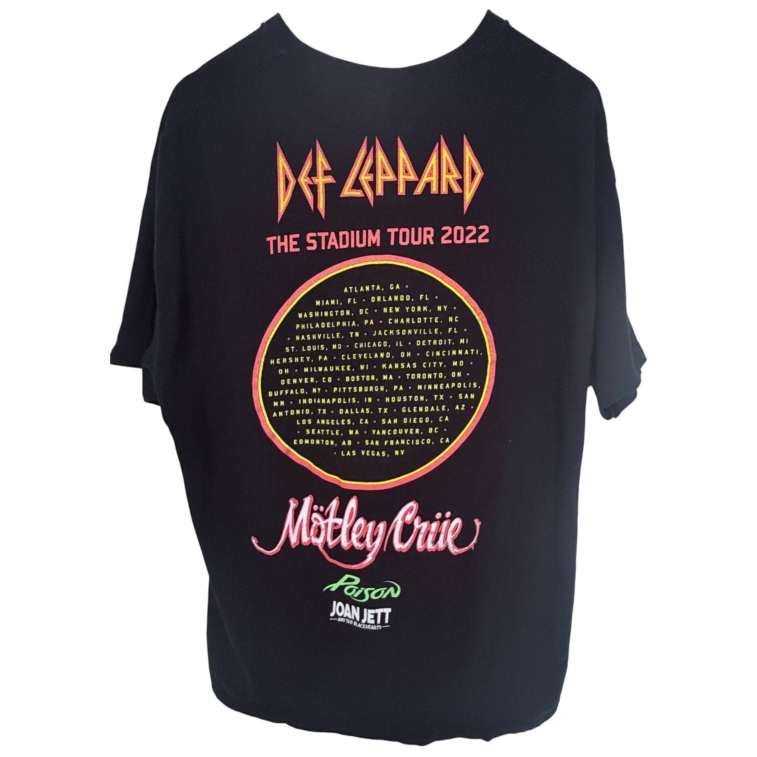 Def Leppard Motley Crue Stadium Tour 2022 T Shirt Mens XL Black Concert Tee