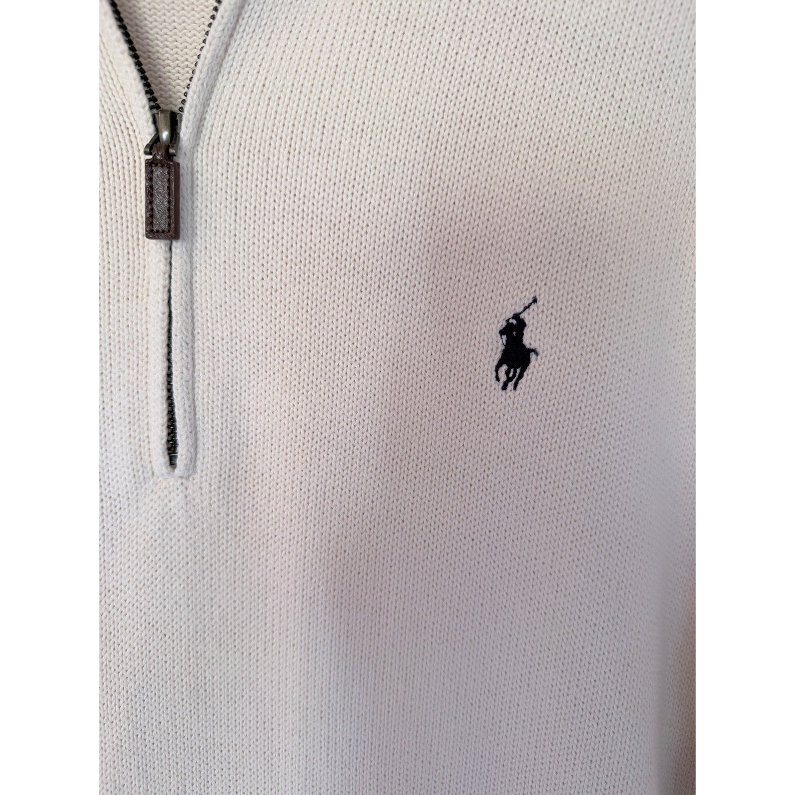 Polo Ralph Lauren Quarter Zip Sweater Mens XXL Cream Knit Pullover Logo