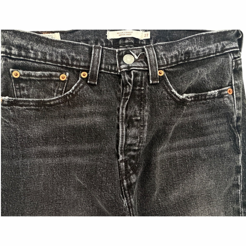 Levi's Wedgie Straight High-Rise Jeans Women's 27 Washed Black detail image 5
