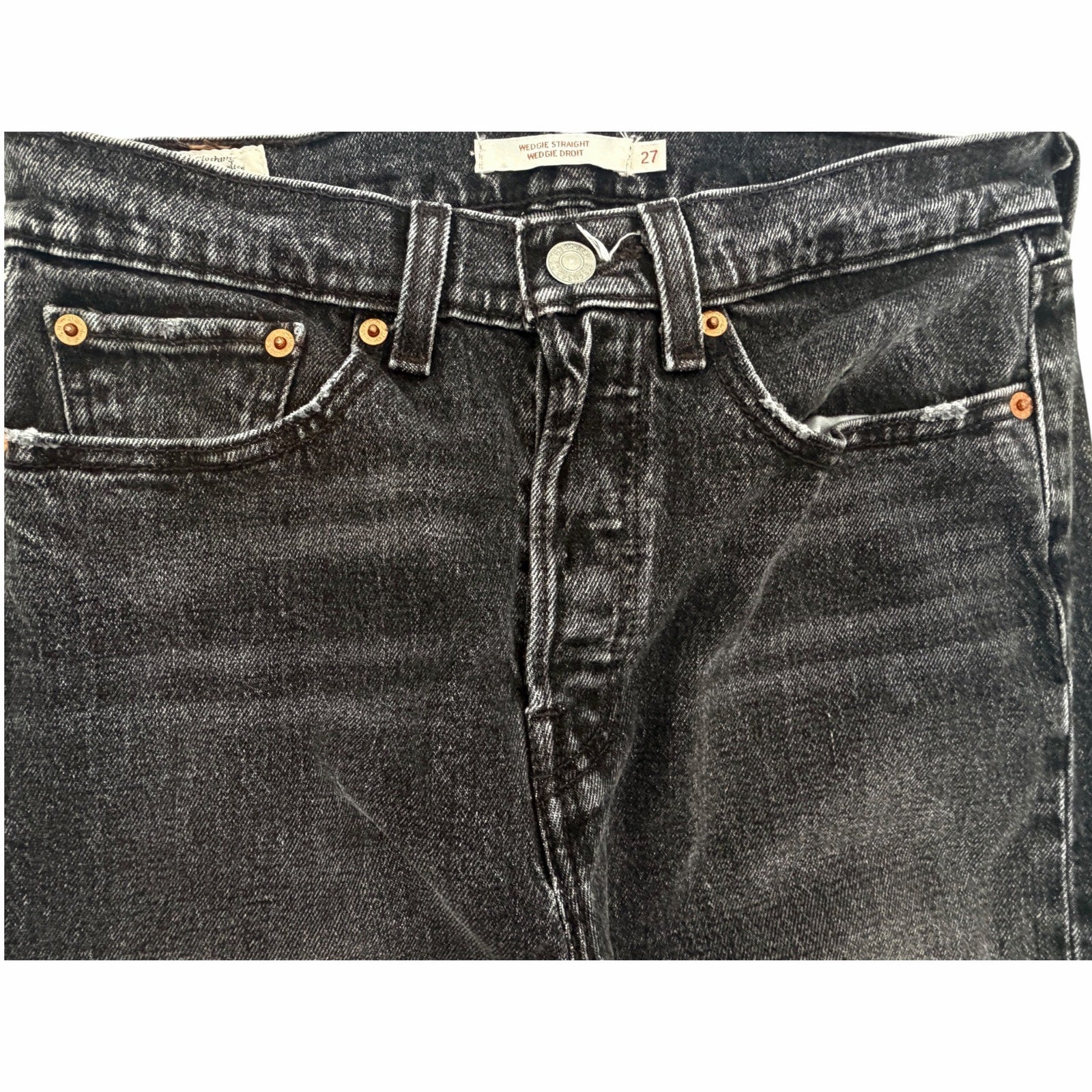 Levi's Wedgie Straight High-Rise Jeans Women's 27 Washed Black