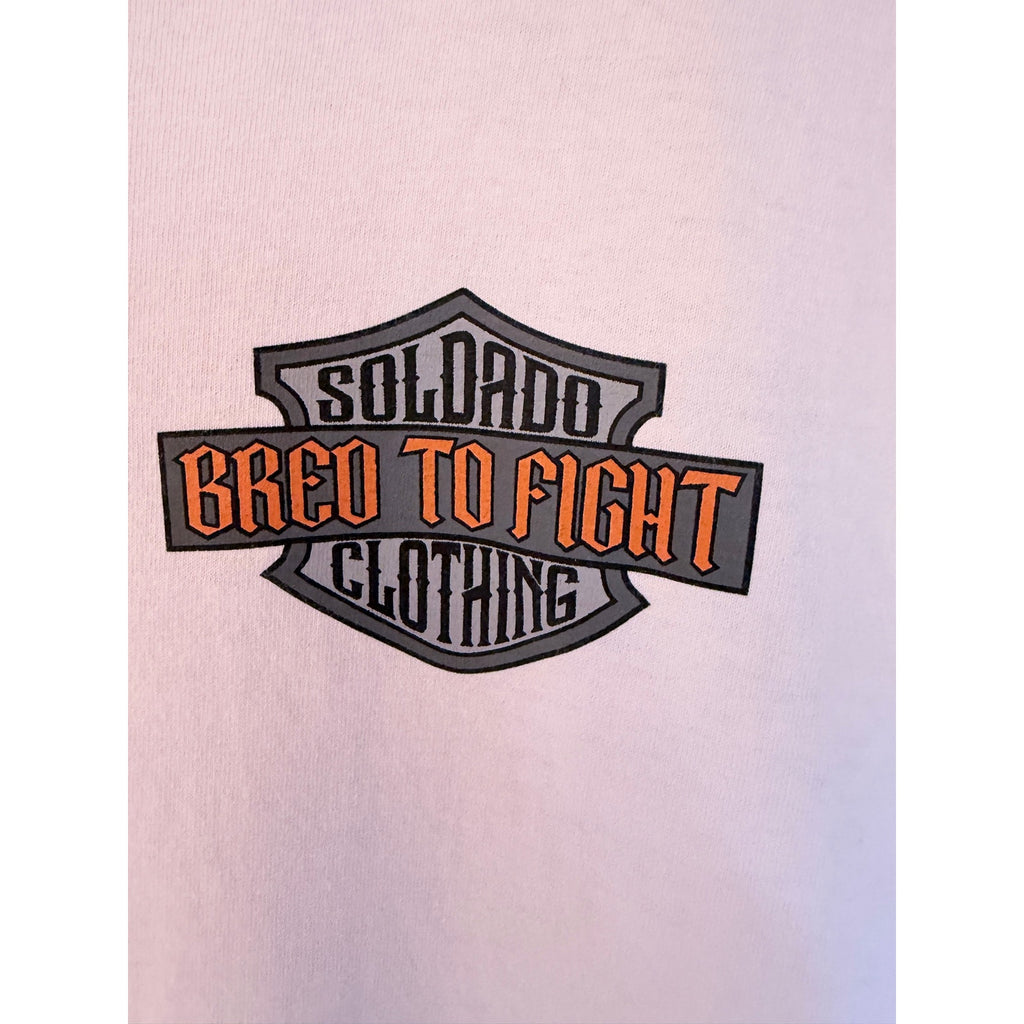 Soldado Bred To Fight T Shirt Mens Large White Skull Graphic Biker Tee
