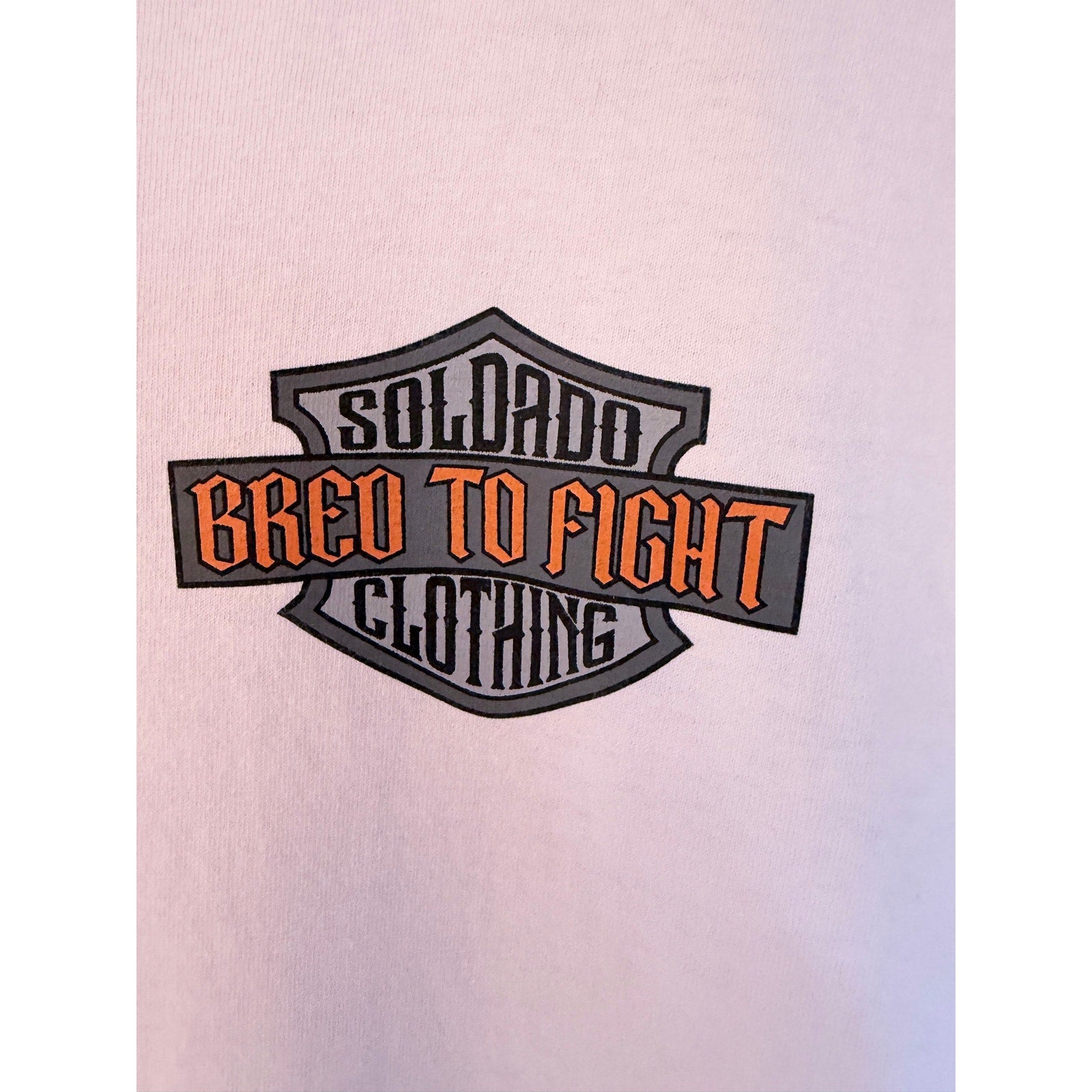 Soldado Bred To Fight T Shirt Mens Large White Skull Graphic Biker Tee