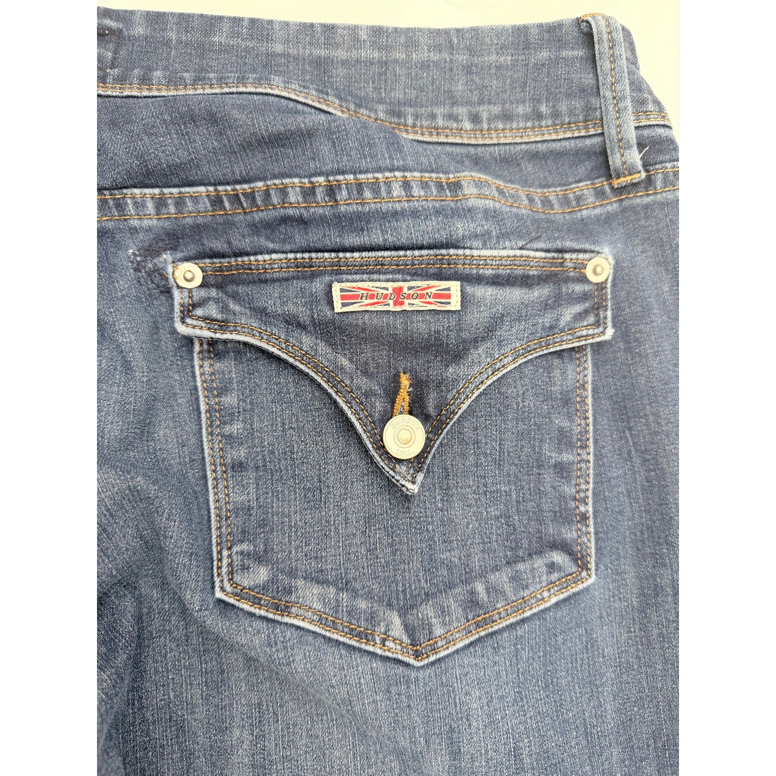 Hudson Jeans Mens 32 Blue Bootcut Stretch Denim Pants Flap Pocket