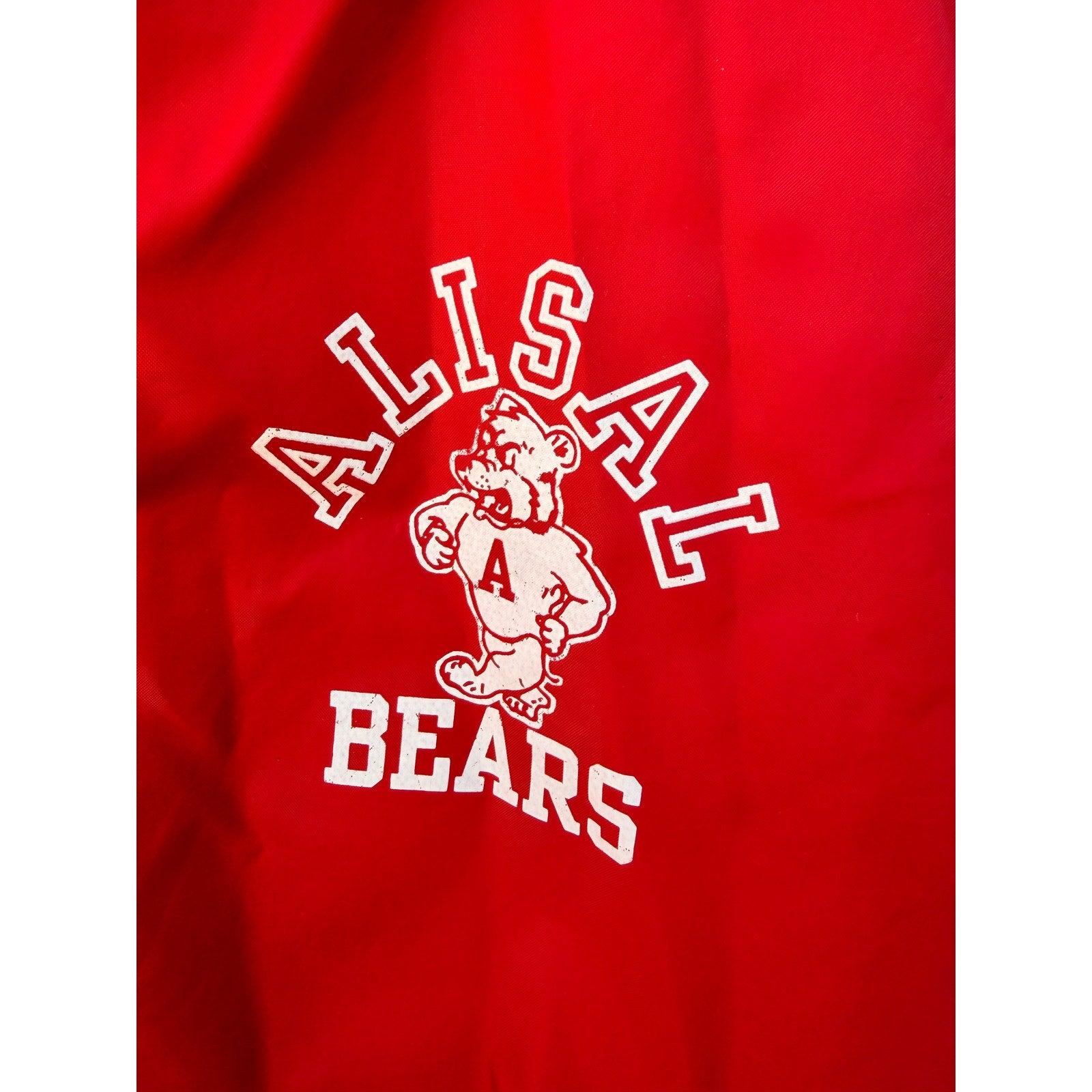 Allis Chalmers Varsity Jacket Mens Large Red Satin Bears Vintage