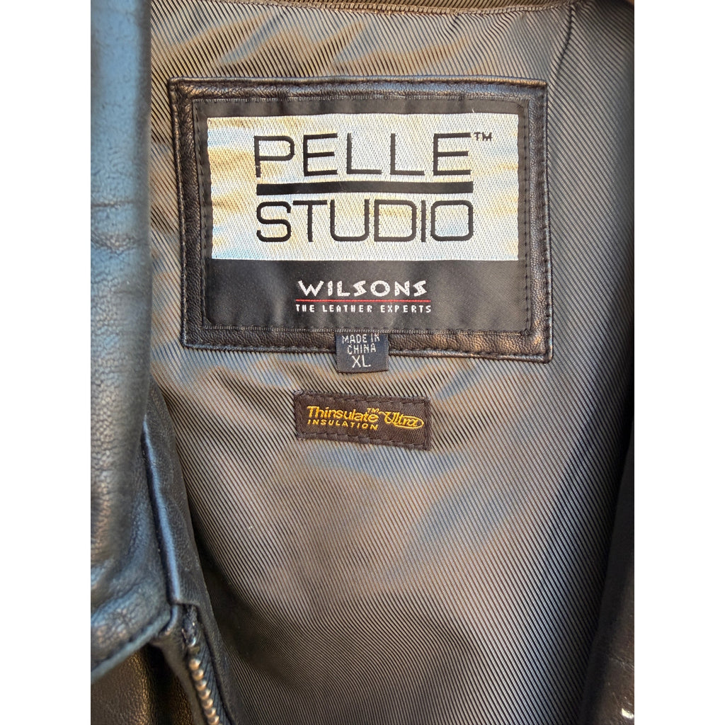 Pelle Studio Wilsons Black Leather Jacket Mens XL Thinsulate