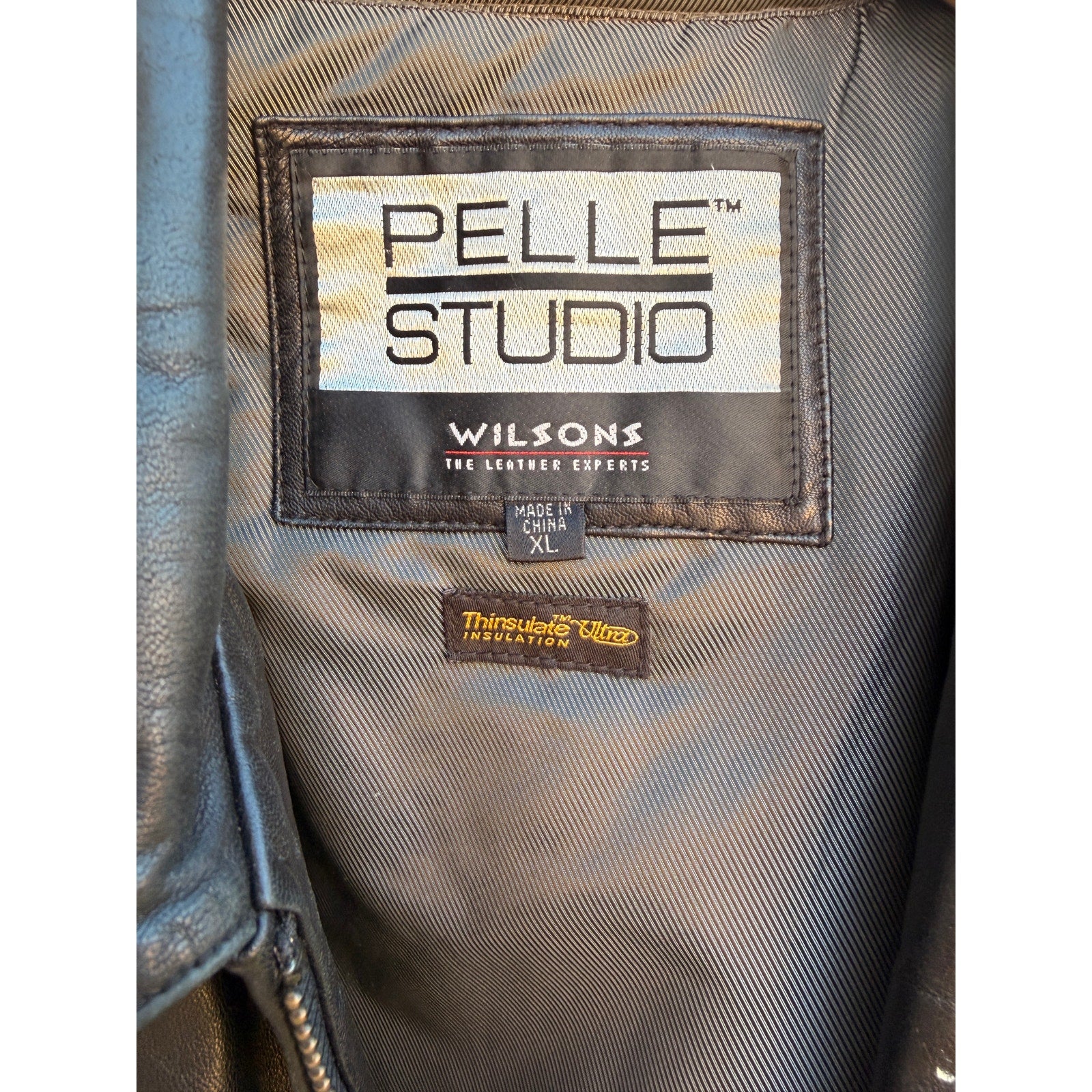 Pelle Studio Wilsons Black Leather Jacket Mens XL Thinsulate