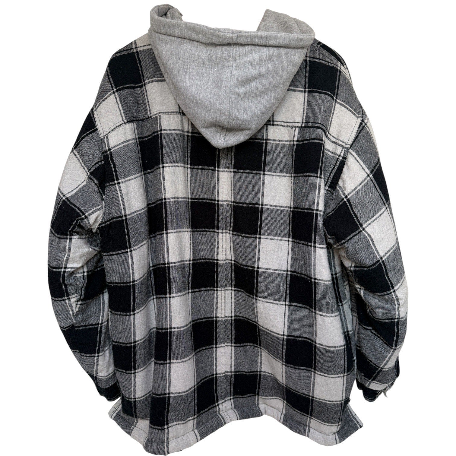 Dickies Hooded Flannel Jacket Mens XL Black White Plaid Workwear