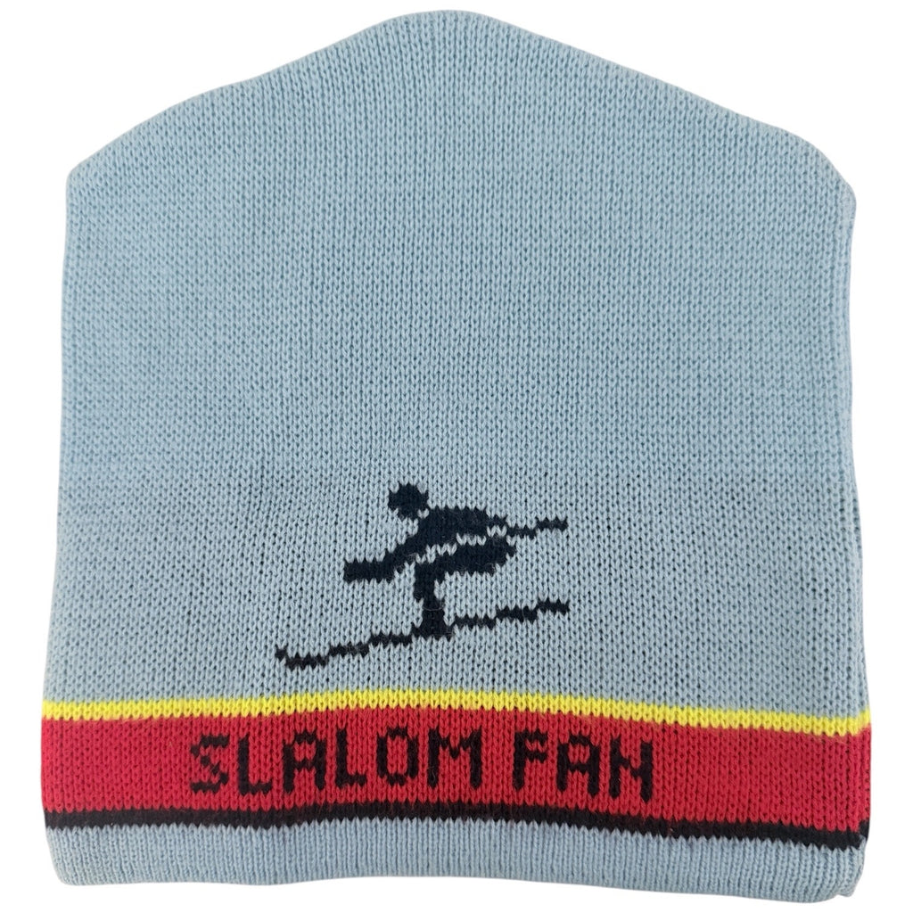 Vintage Salomon Beanie Hat Blue White Finland Acrylic Ski Snowboard Winter Cap