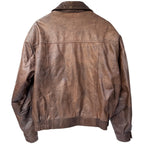 Vintage Leather Jacket Mens XL Brown Distressed Bomber Korea Made Plaid Lined additional view 1