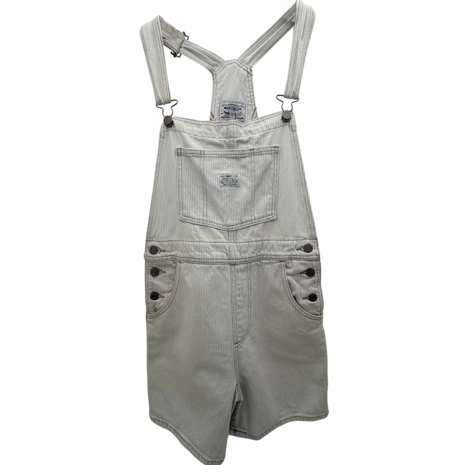 Levi's Vintage Striped Denim Shortall Overalls Women's Small