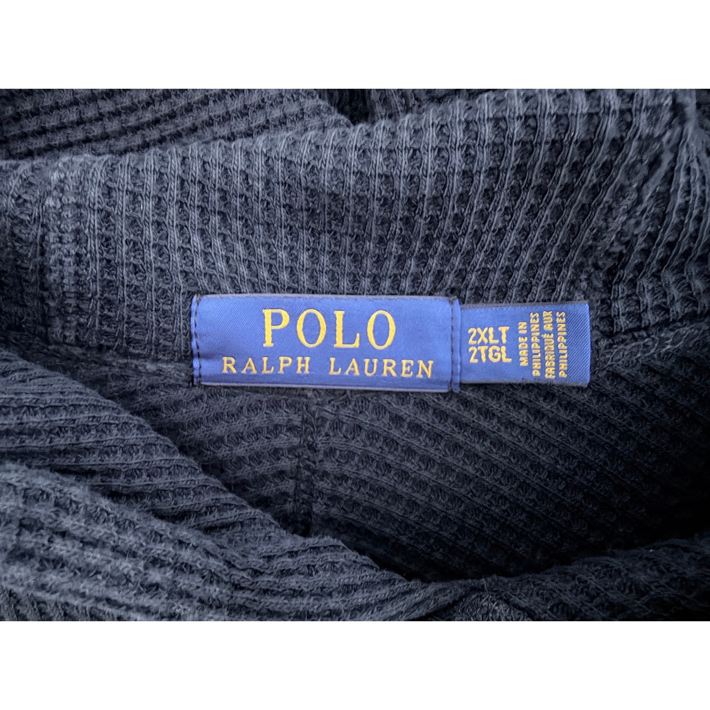 Polo Ralph Lauren Waffle Knit Hoodie Mens 2XLT Black Thermal Pullover