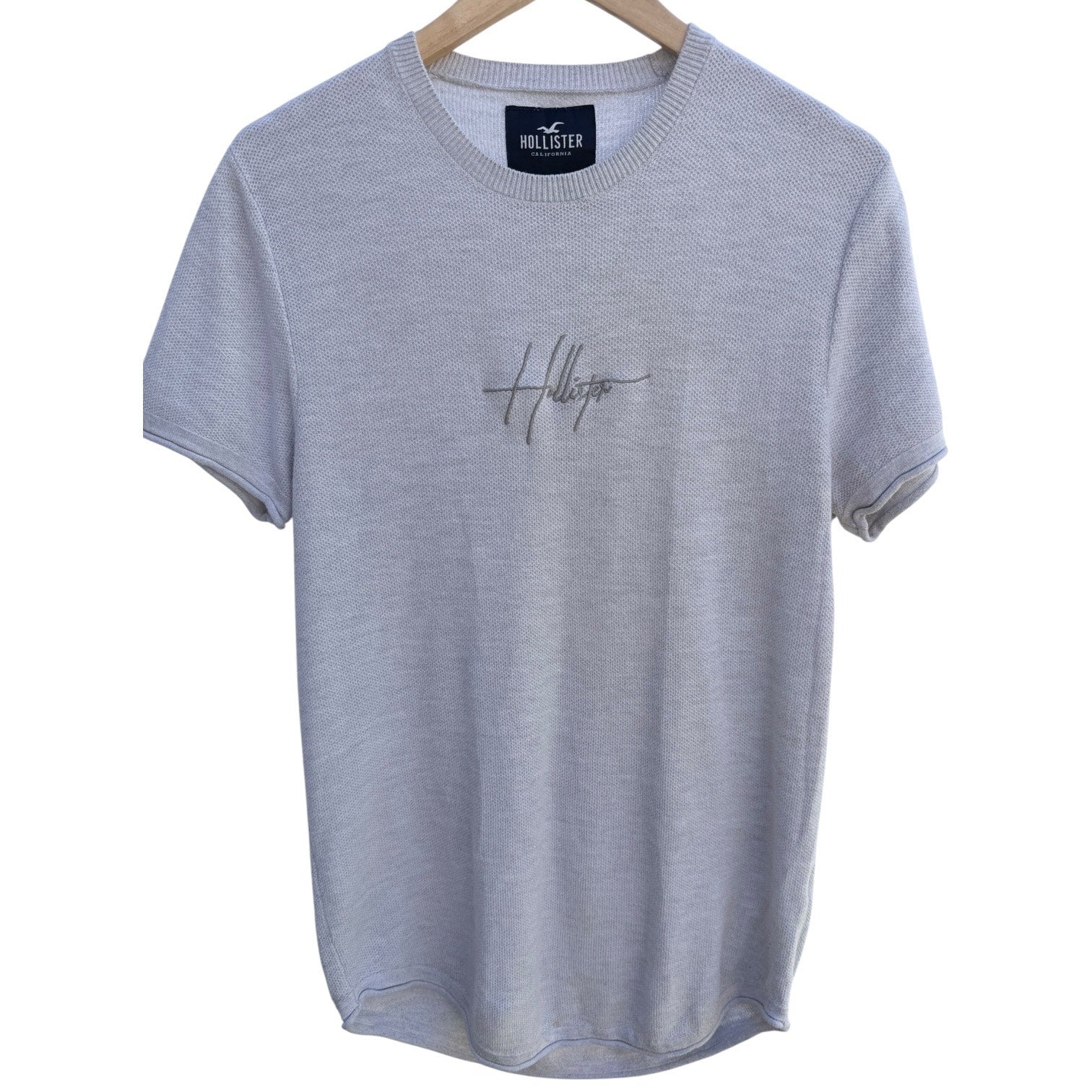 Hollister Waffle Knit T Shirt Mens Medium Gray Short Sleeve Thermal Casual