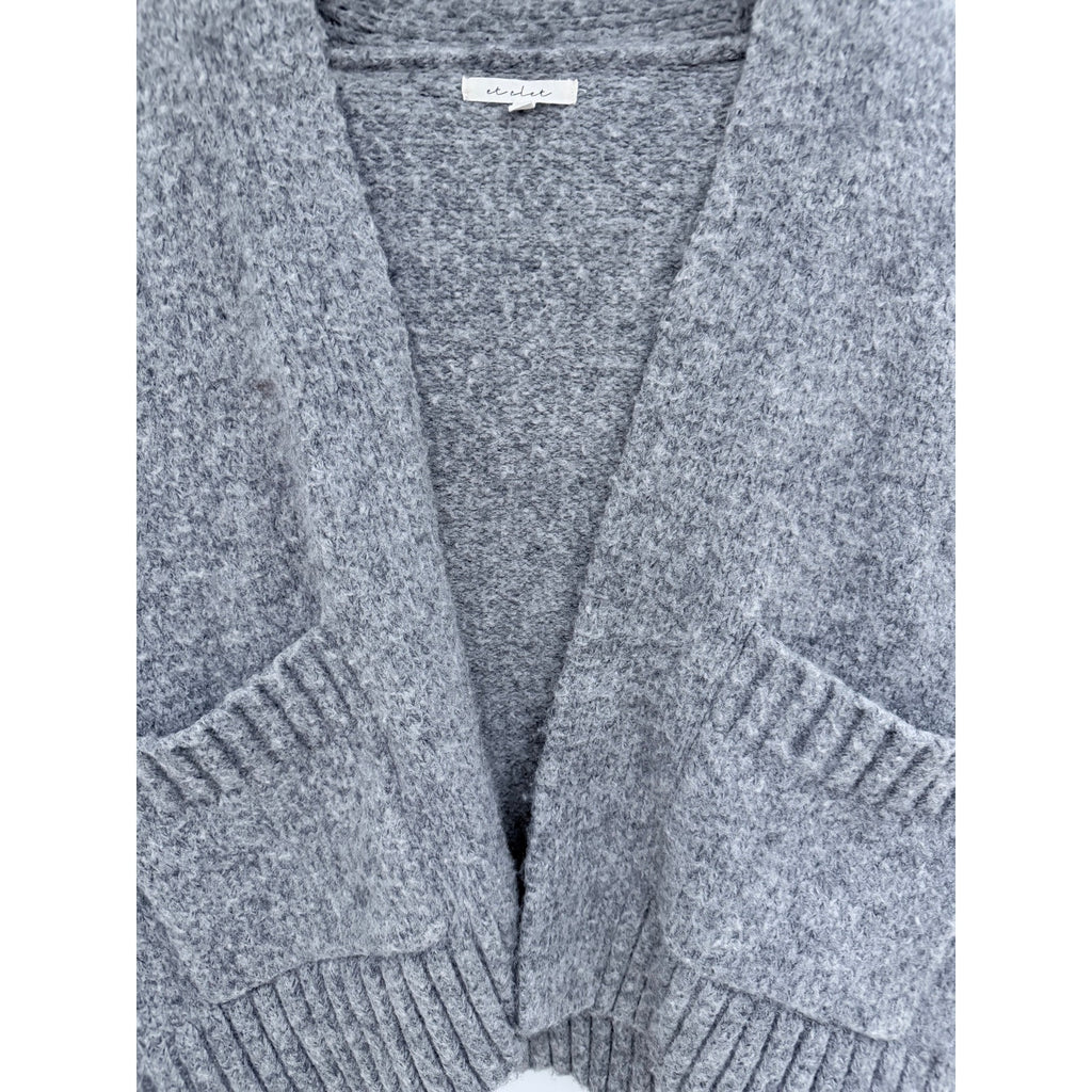 Et Clet Fuzzy Knit Cardigan Sweater Womens S M Gray Open Front