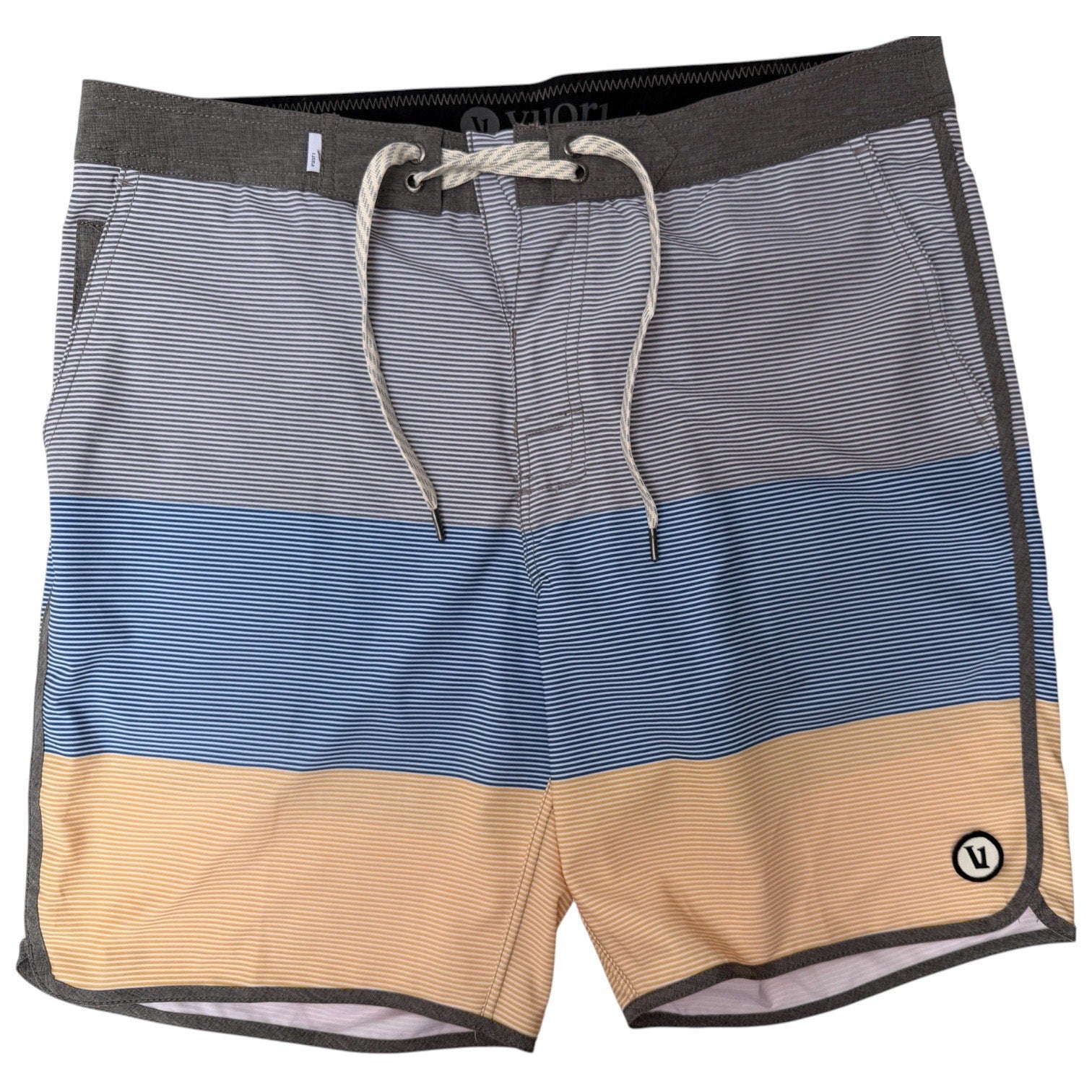 Vuori Board Shorts Mens 33 Multicolor Stripe Performance Swim Shorts