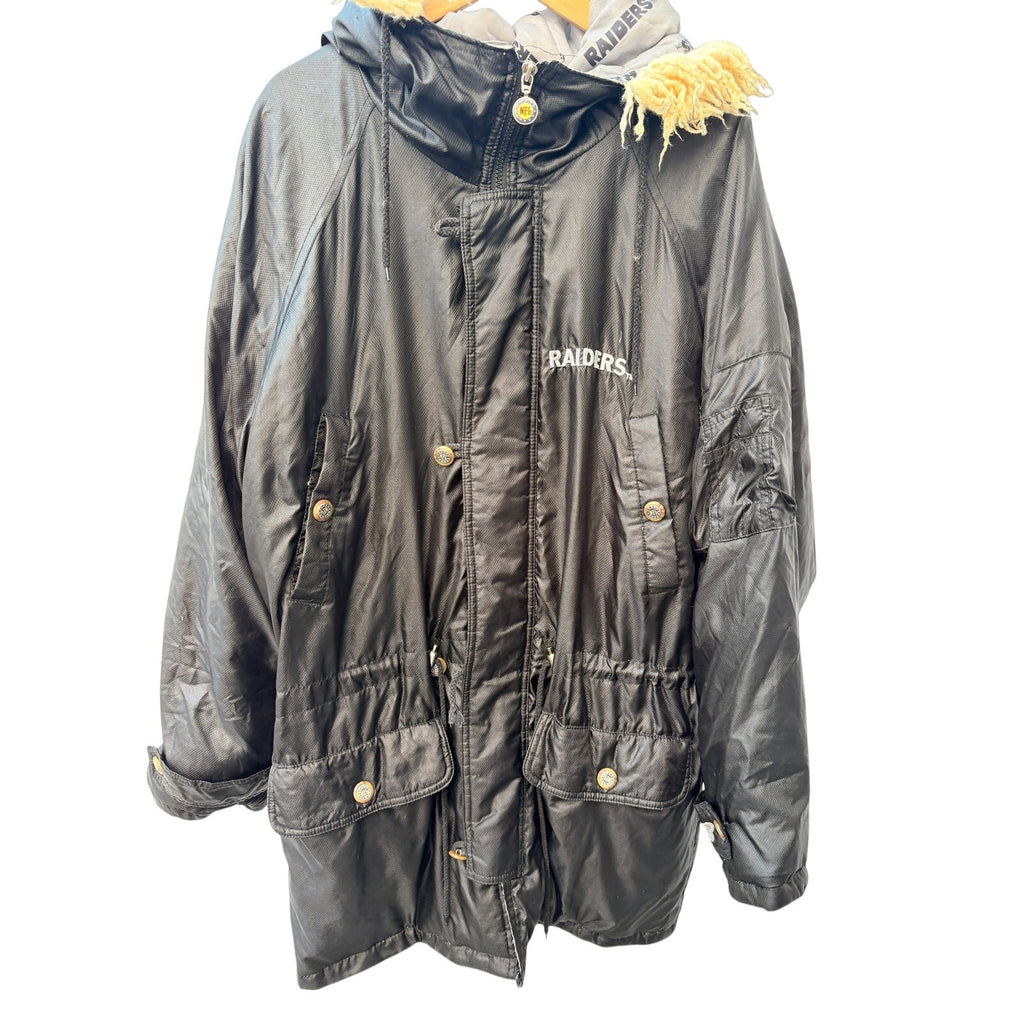 Vintage Oakland Raiders Parka Womens Size 8 Triple FAT Goose Down NFL Jacket
