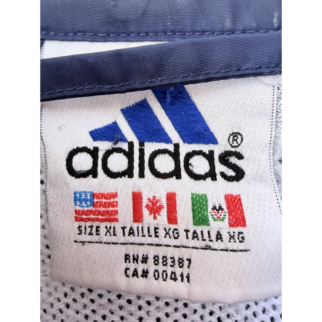 Adidas Windbreaker Jacket Mens XL Blue White Full Zip Lightweight Retro
