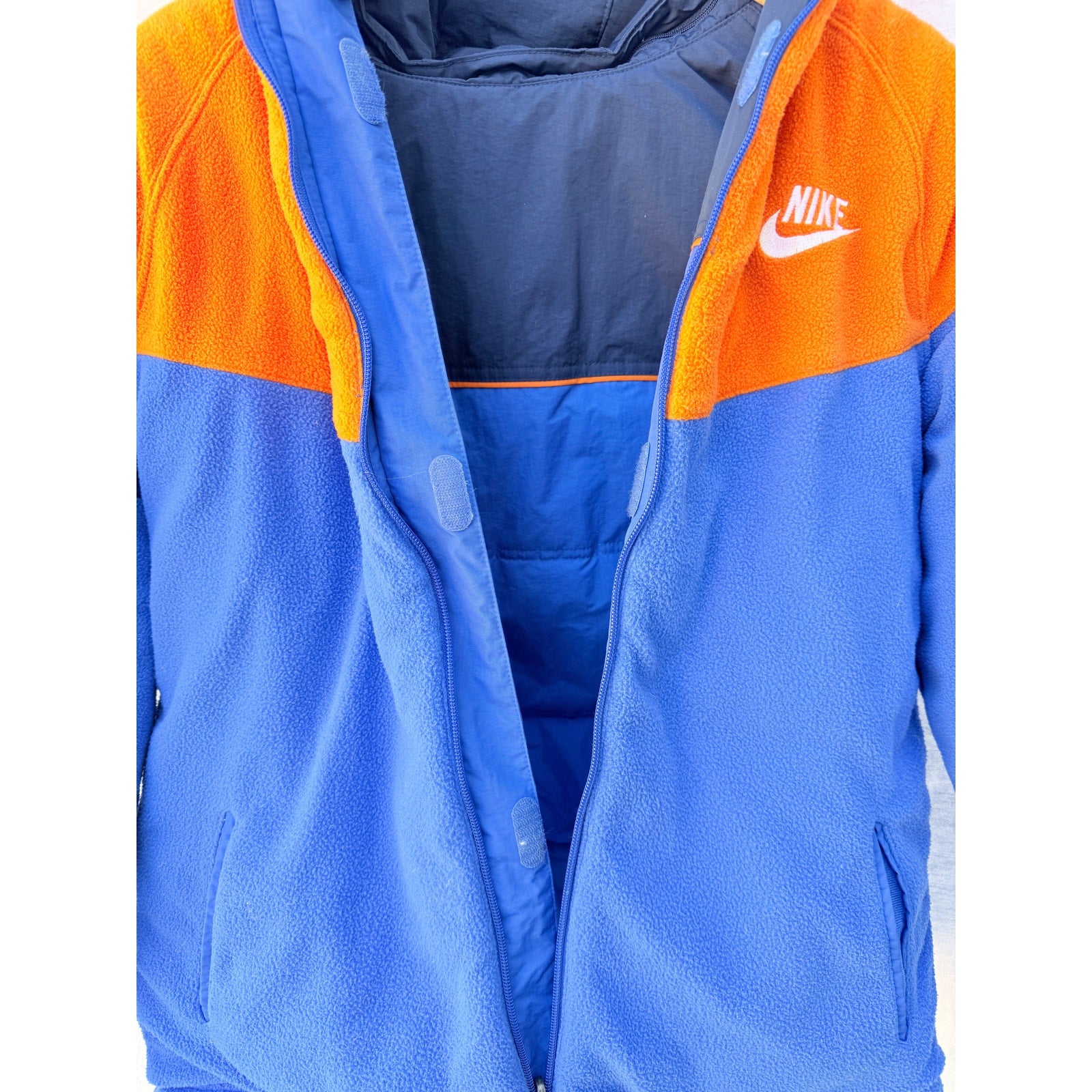 Nike Reversible Jacket Youth XL 18-20 Blue Orange Hooded Full Zip Coat Kids