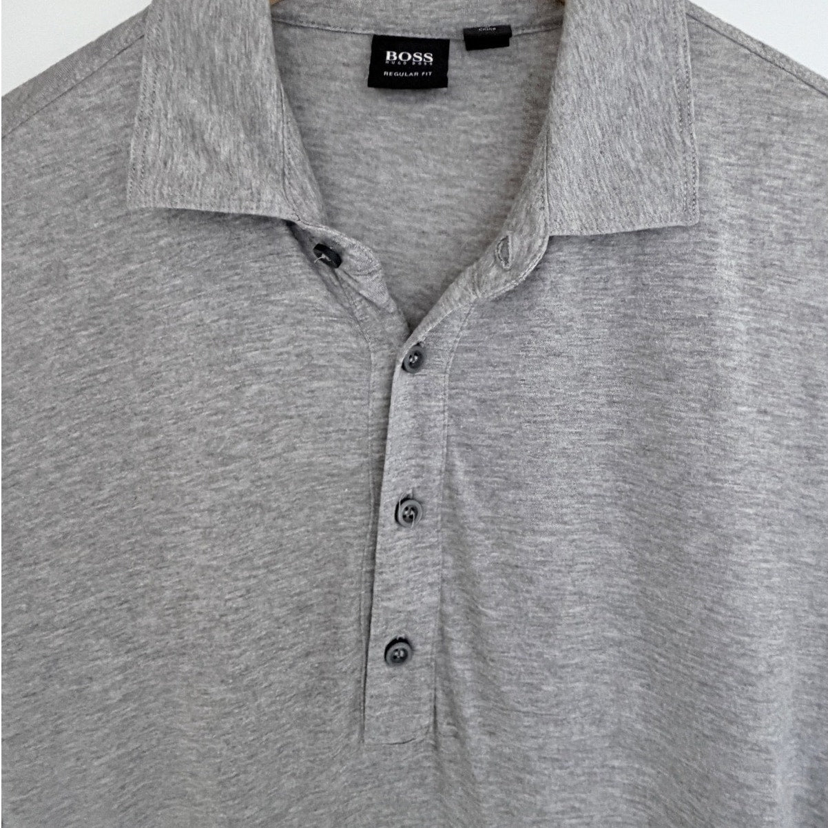 Hugo Boss Polo Shirt Mens Medium Gray Regular Fit Short Sleeve