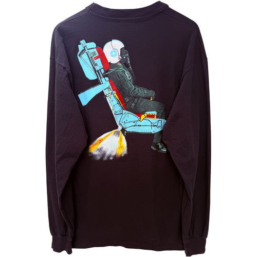 Vintage Anvil UPCO Jetpack Graphic Long Sleeve T Shirt Mens XL Black USA Made