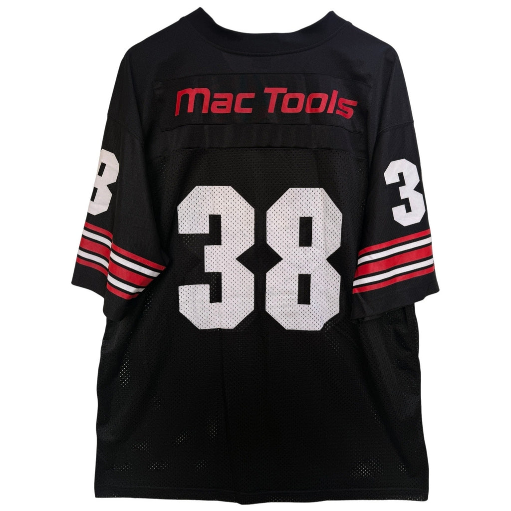 Mac Tools Football Jersey Mens XL Black Mesh #38 Graphic V Neck Mechanic Shirt