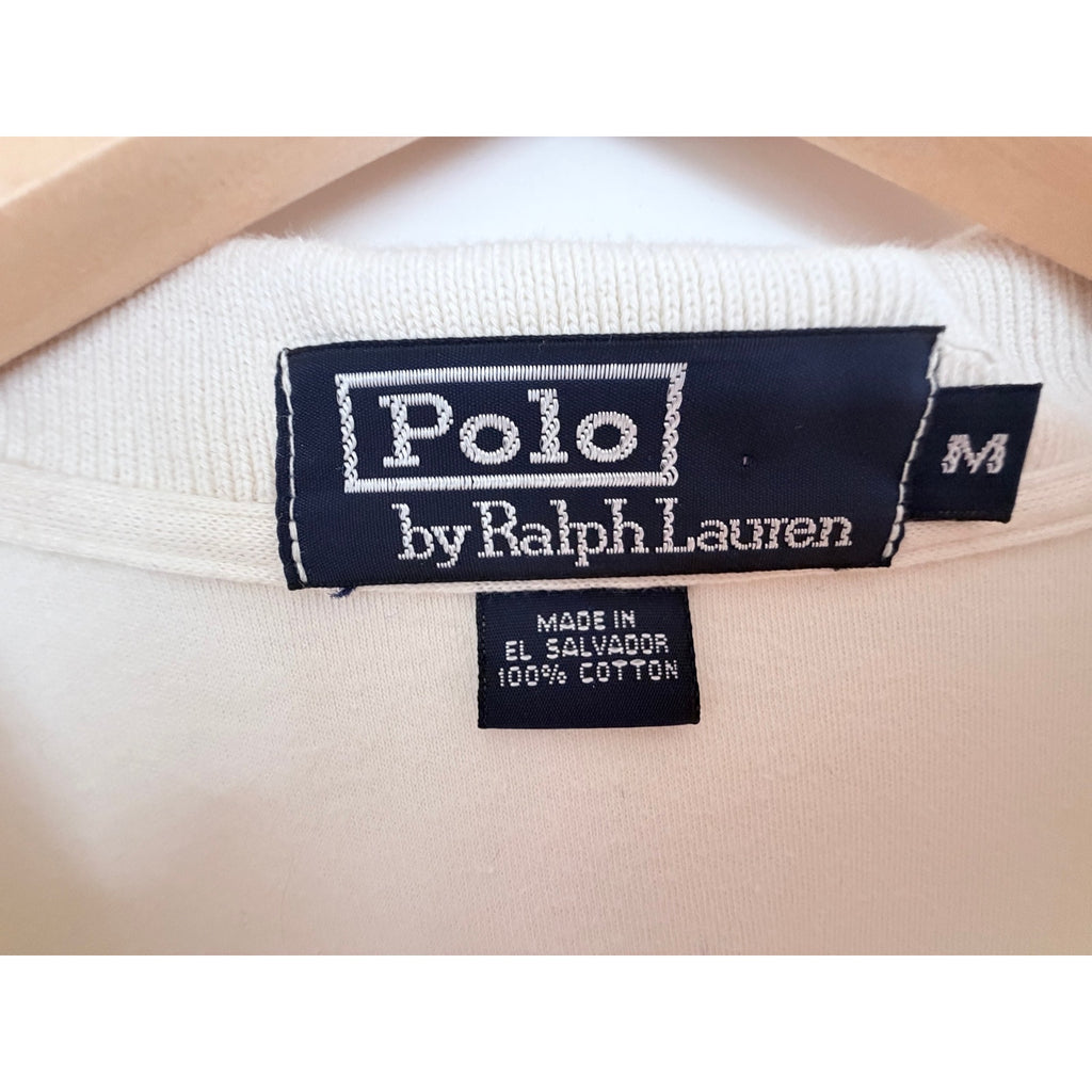Polo Ralph Lauren Polo Shirt Mens Medium White Pony Logo 100% Cotton
