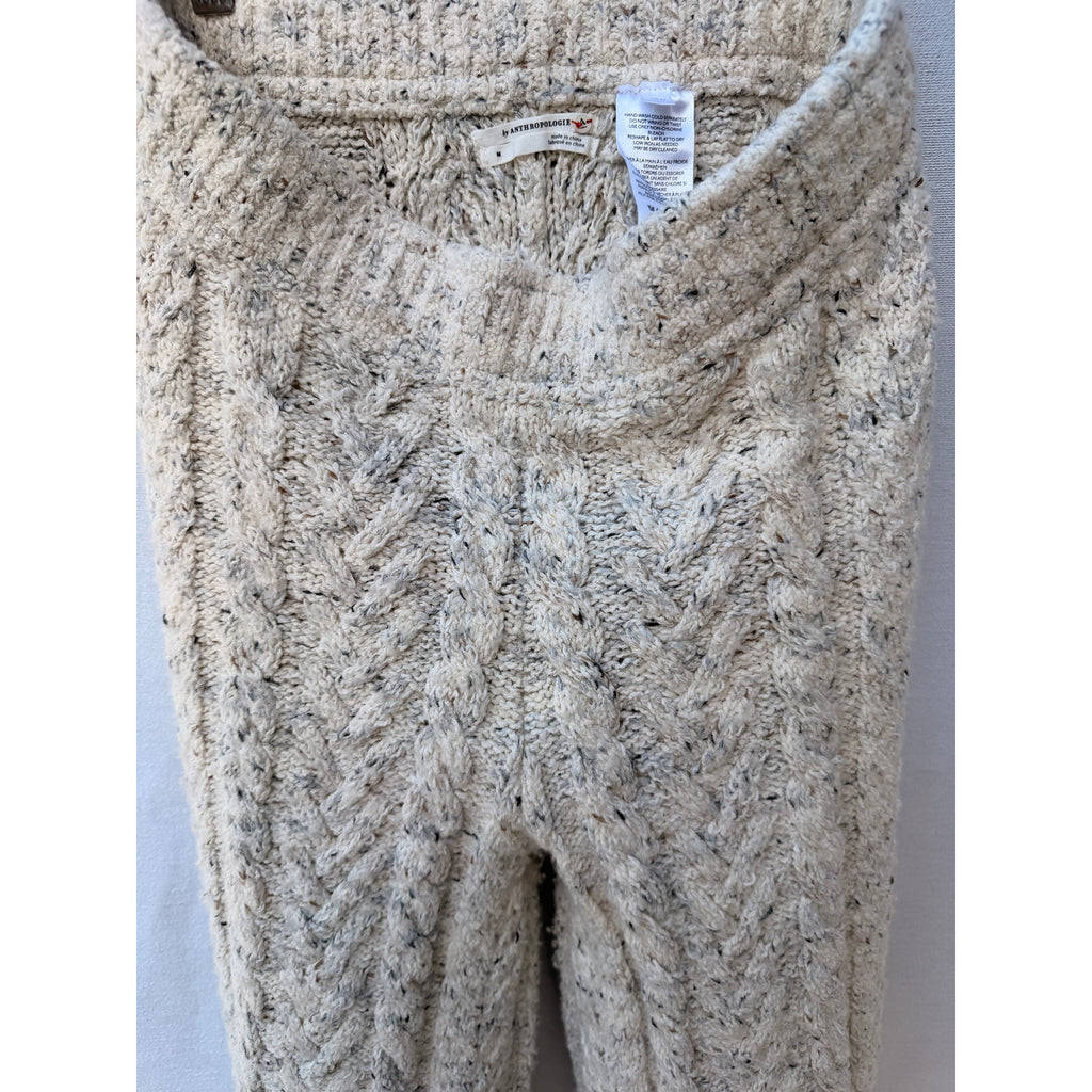 Anthropologie Cable Knit Sweater Pants Gray Womens M