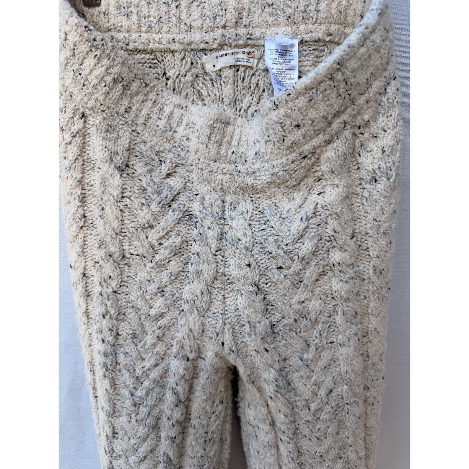 Anthropologie Cable Knit Sweater Pants Gray Womens M