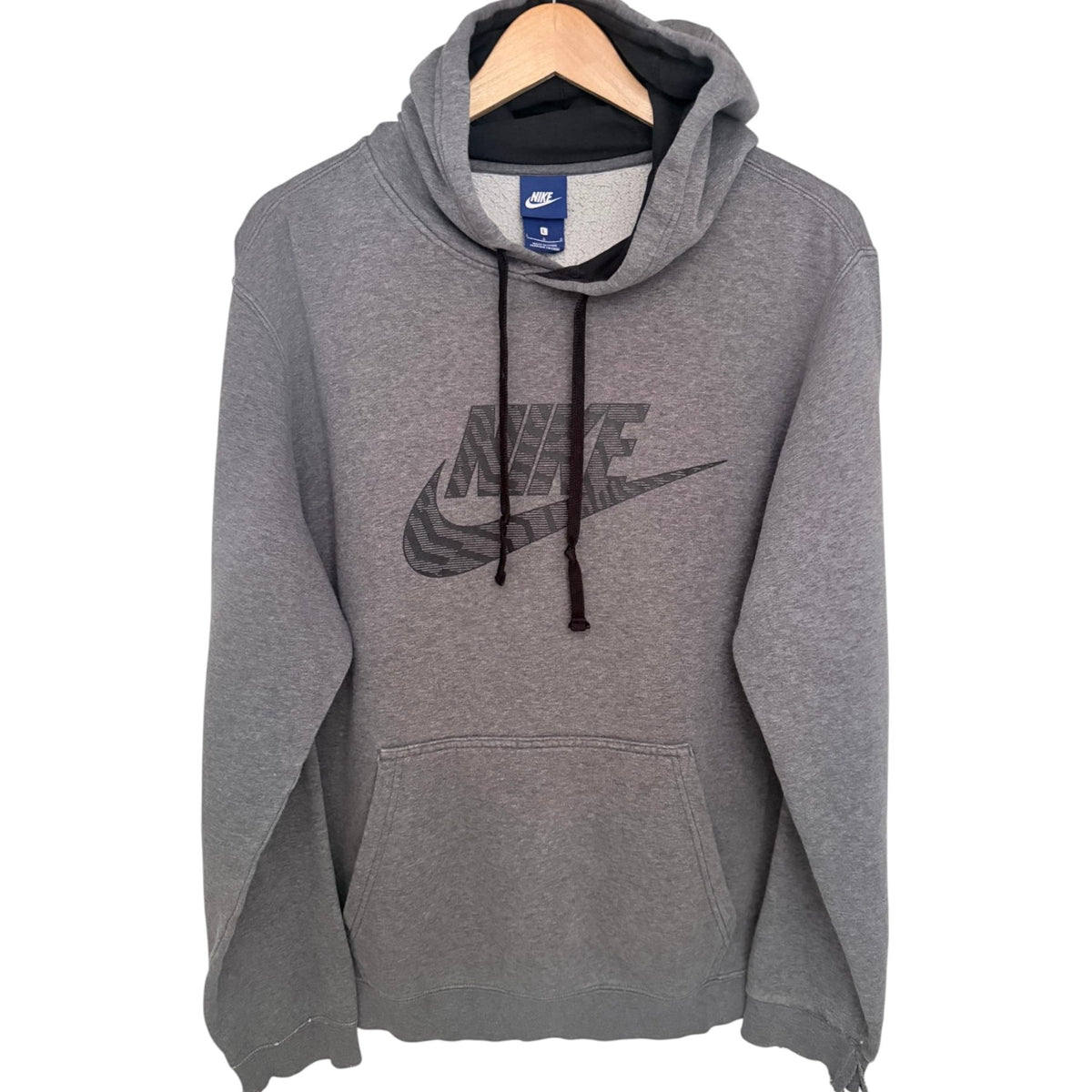 Nike Men's Gray Full-Zip Fleece Oversized Hoodie — front view