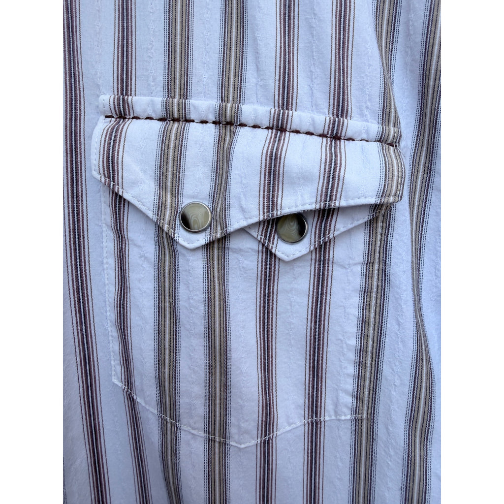 Twenty X Western Shirt Mens Medium White Striped Snap Button Cowboy Pearl Snap