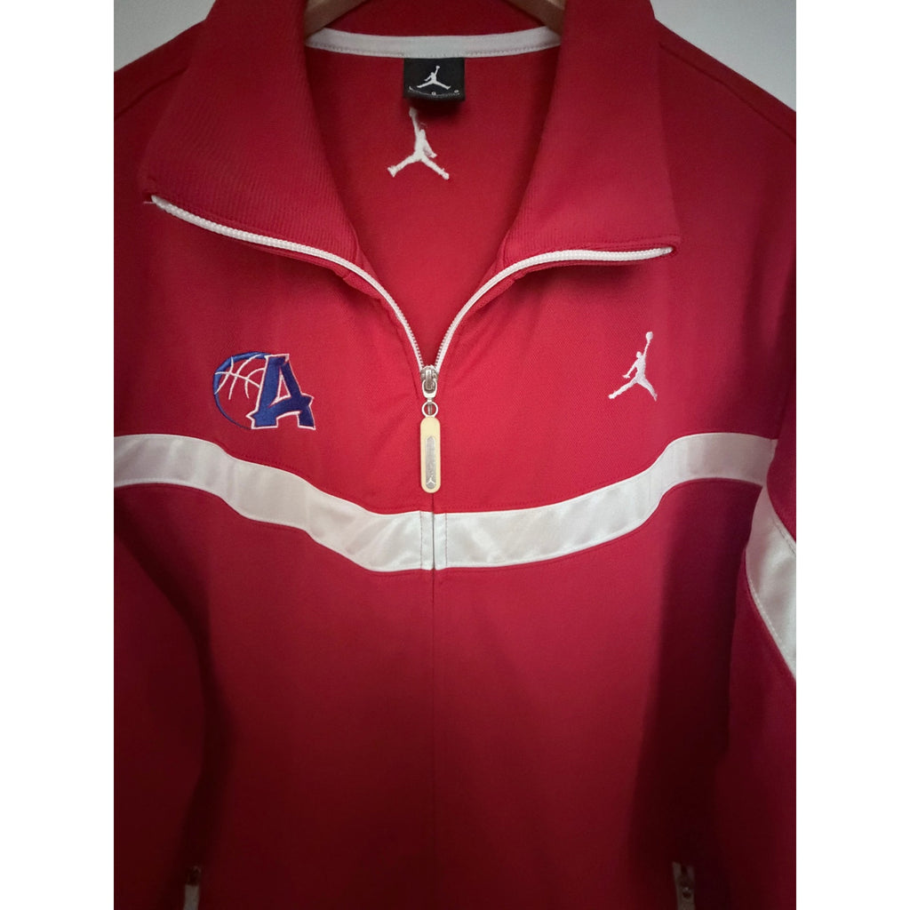 Jordan Full Zip Track Jacket Mens Large Red White Basketball Warm Up Jacket