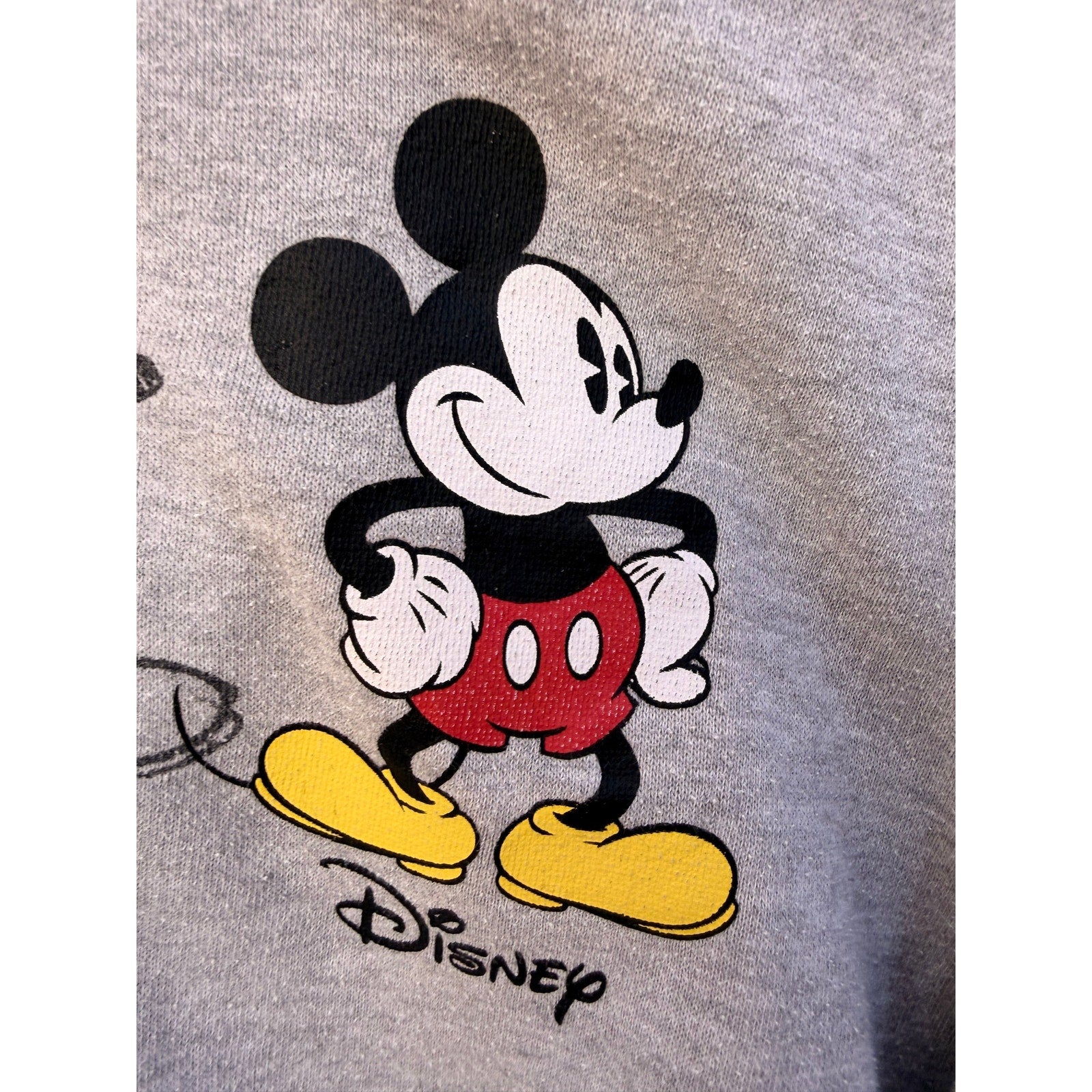 Disney Mickey Mouse Zip Hoodie Womens XL Gray Graphic Full Zip Sweatshirt