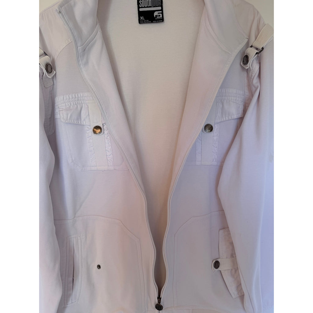 Southpole Jacket Mens XL White Full Zip Utility Pocket Streetwear