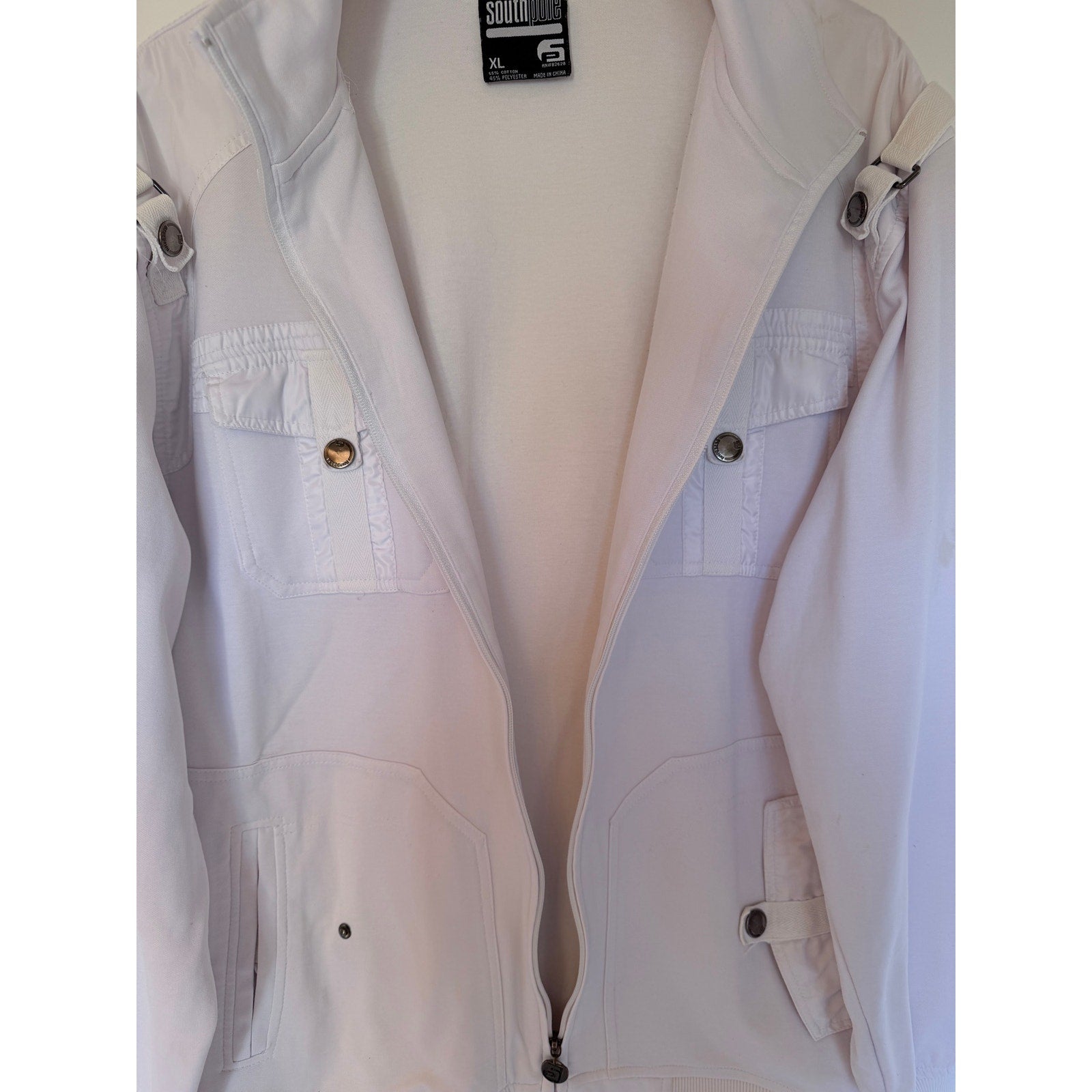 Southpole Jacket Mens XL White Full Zip Utility Pocket Streetwear