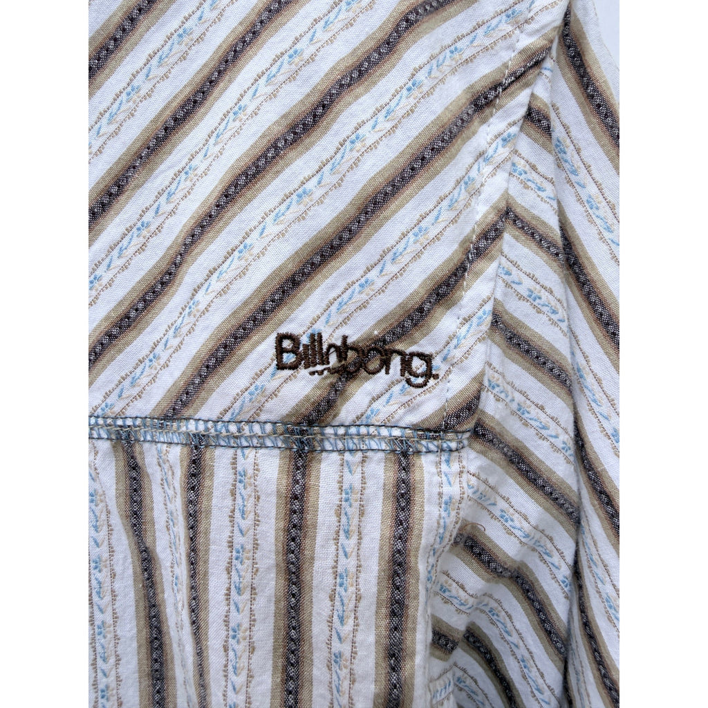 Billabong Button Up Shirt Mens Medium Striped Short Sleeve Surf Casual