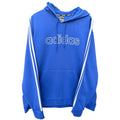 Adidas Mens Hoodie Blue Logo Pullover 3 Stripe Sleeve 2XL