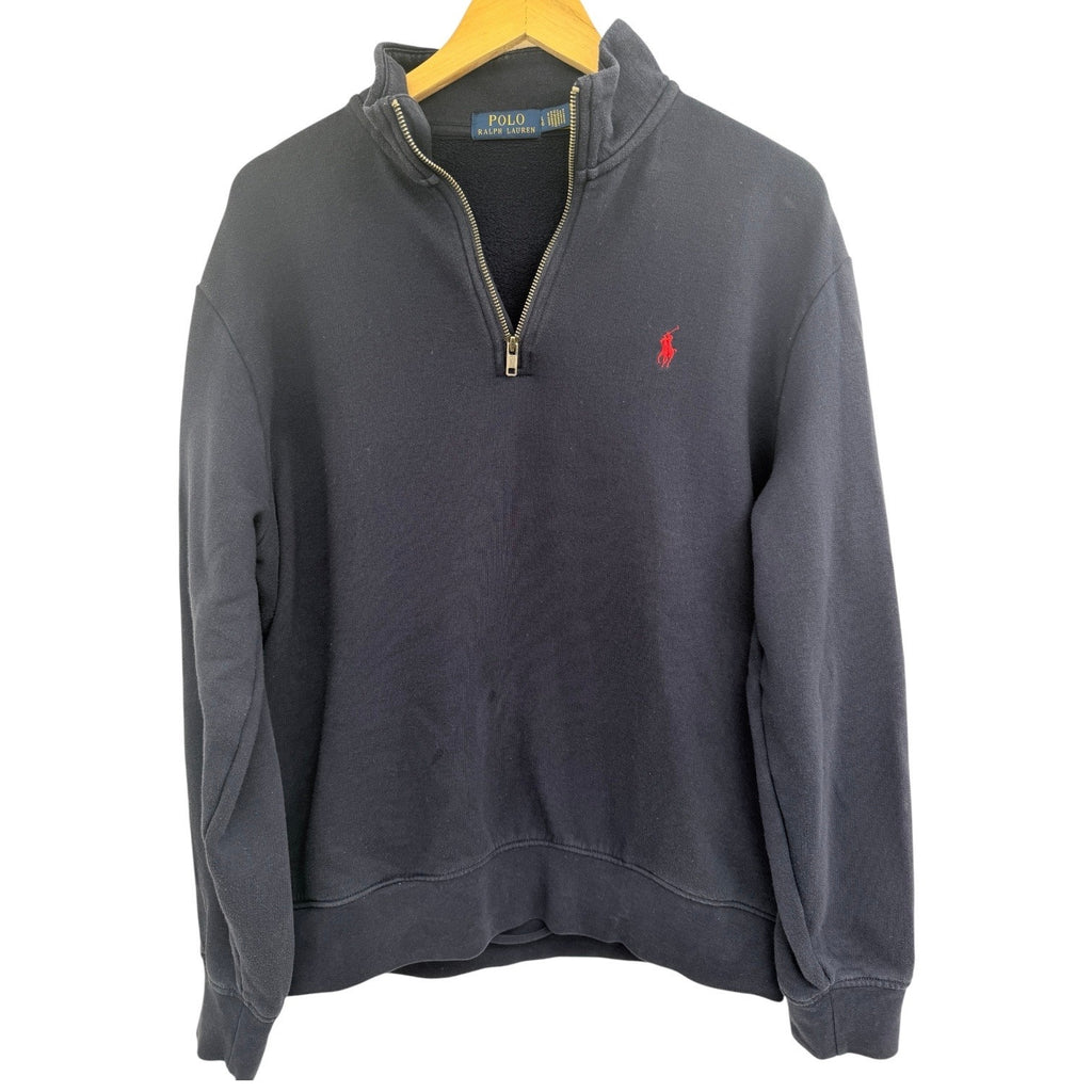 Polo Ralph Lauren Quarter Zip Sweatshirt Mens Large Navy Red Pony Pullover