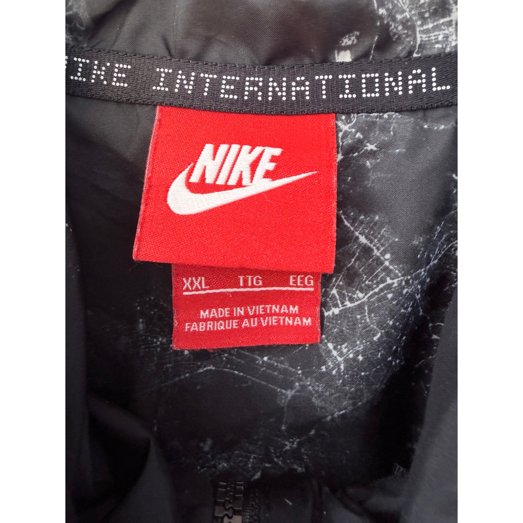 Nike International Windbreaker Jacket Mens XXL Black Full Zip Hooded Lightweight