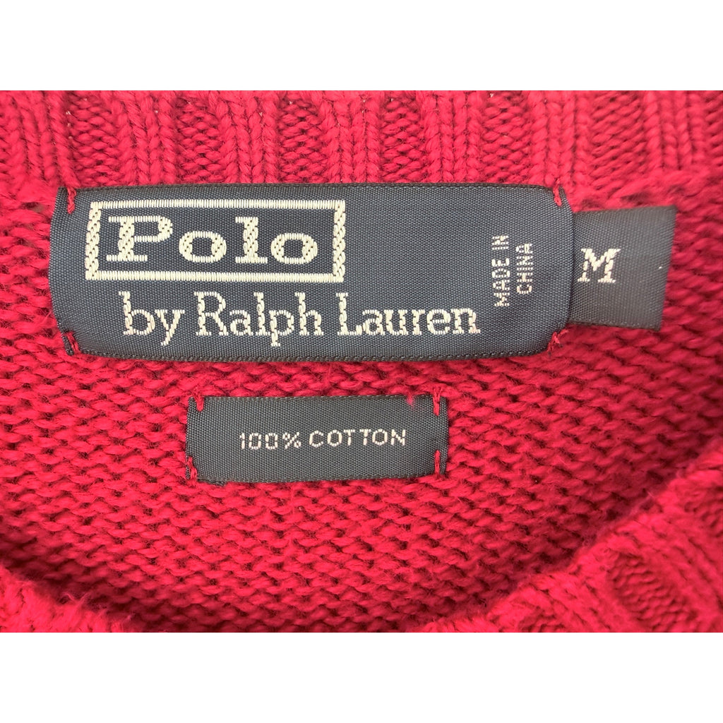 Polo Ralph Lauren Knit Sweater Mens Medium Red Cotton Crewneck Pullover