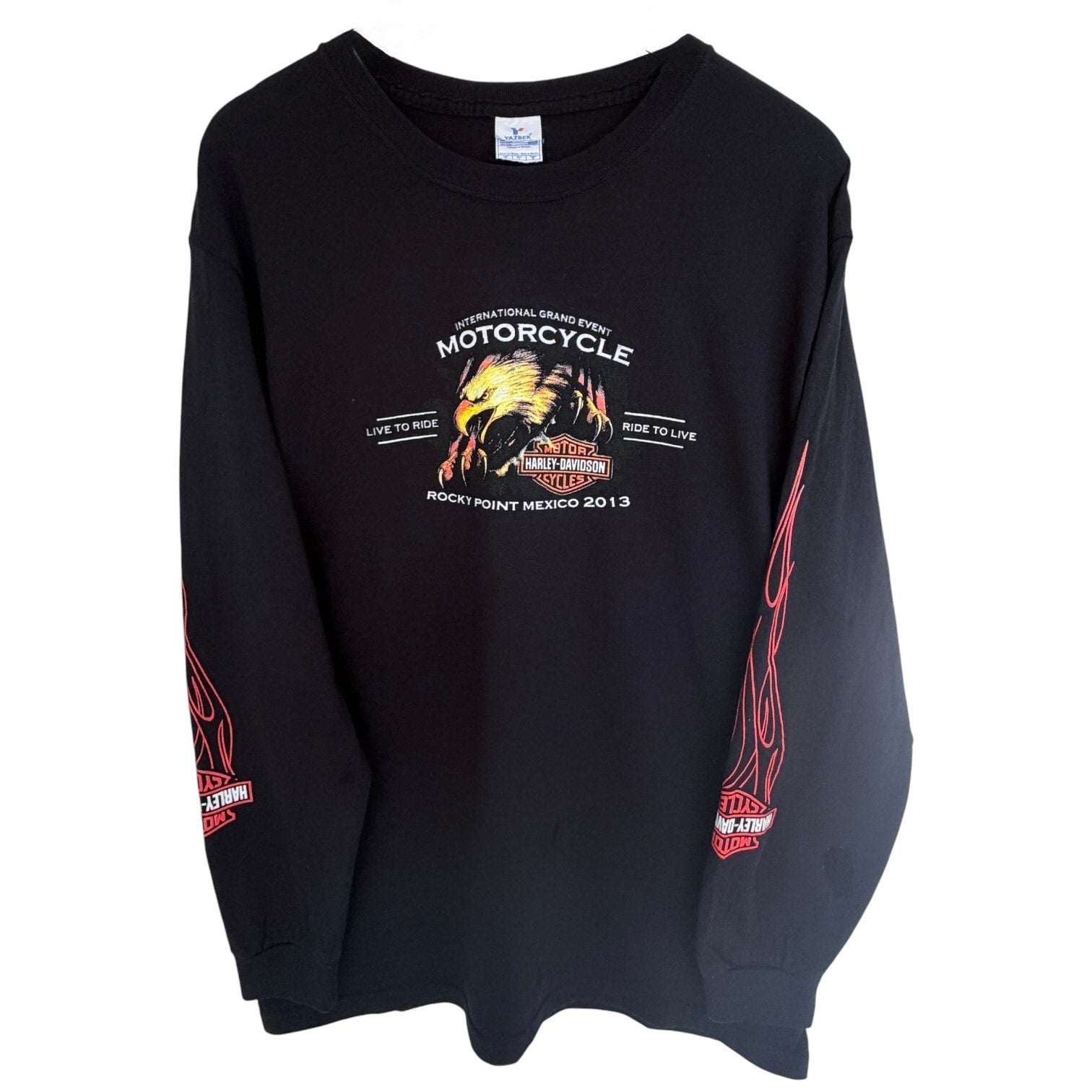 Harley Davidson Rocky Point Mexico 2013 Long Sleeve T Shirt Mens L Black Eagle