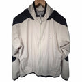 Nike Hooded Windbreaker Jacket Men's Medium Beige Black Full Zip Mesh Lined
