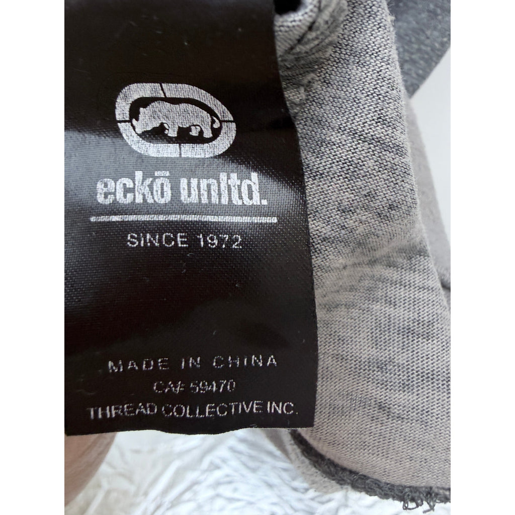 Ecko Unltd Short Sleeve Hoodie Mens Medium Gray Tie Dye Streetwear Rhino Logo