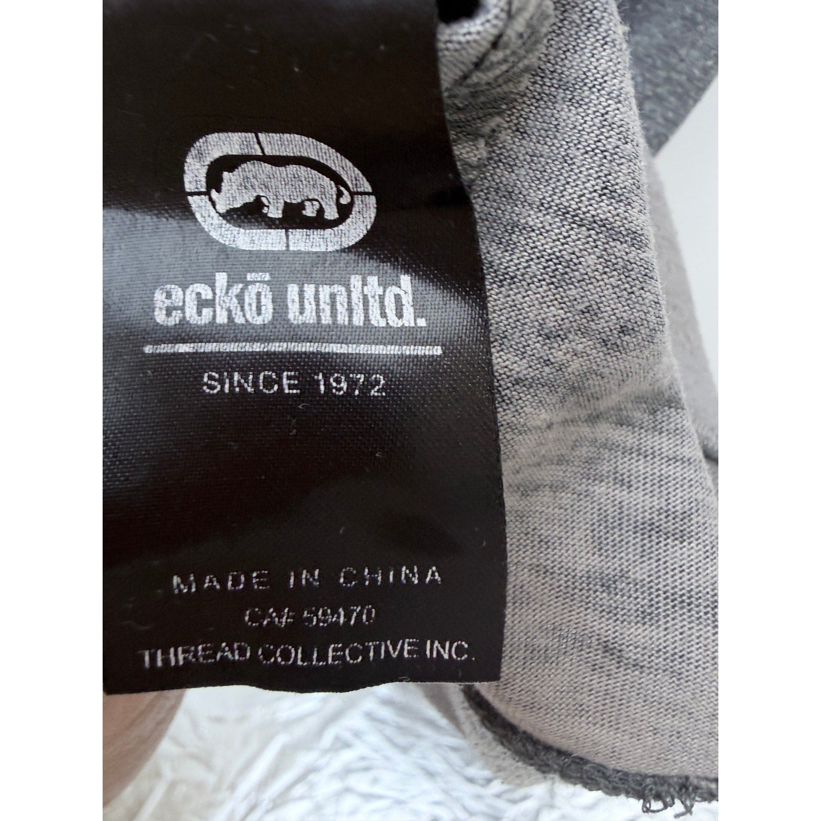Ecko Unltd Short Sleeve Hoodie Mens Medium Gray Tie Dye Streetwear Rhino Logo