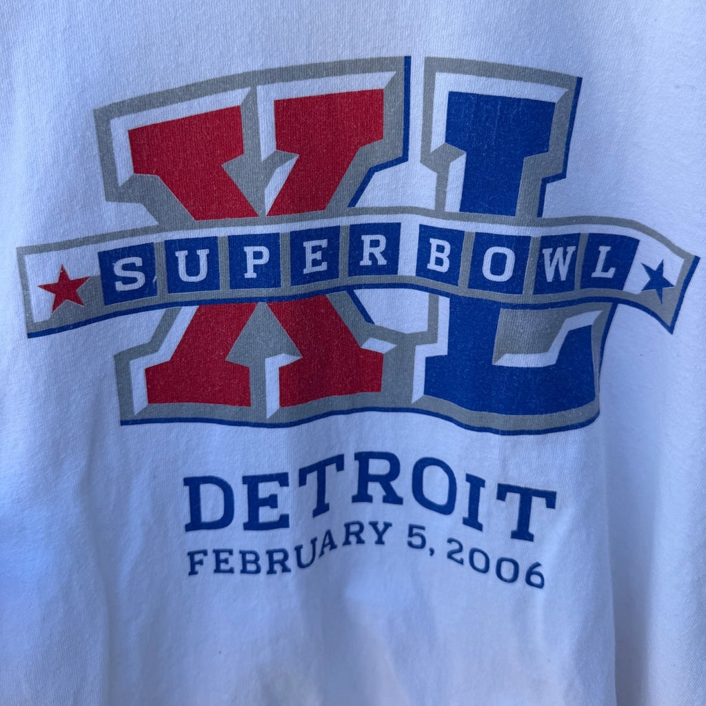 Super Bowl XL 2006 Detroit T Shirt Mens XL White NFL Football Event Graphic Tee
