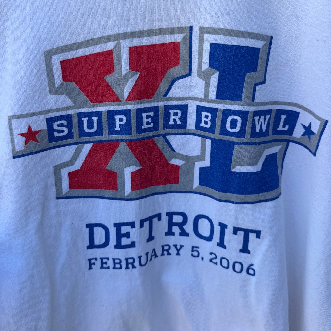 Super Bowl XL 2006 Detroit T Shirt Mens XL White NFL Football Event Graphic Tee