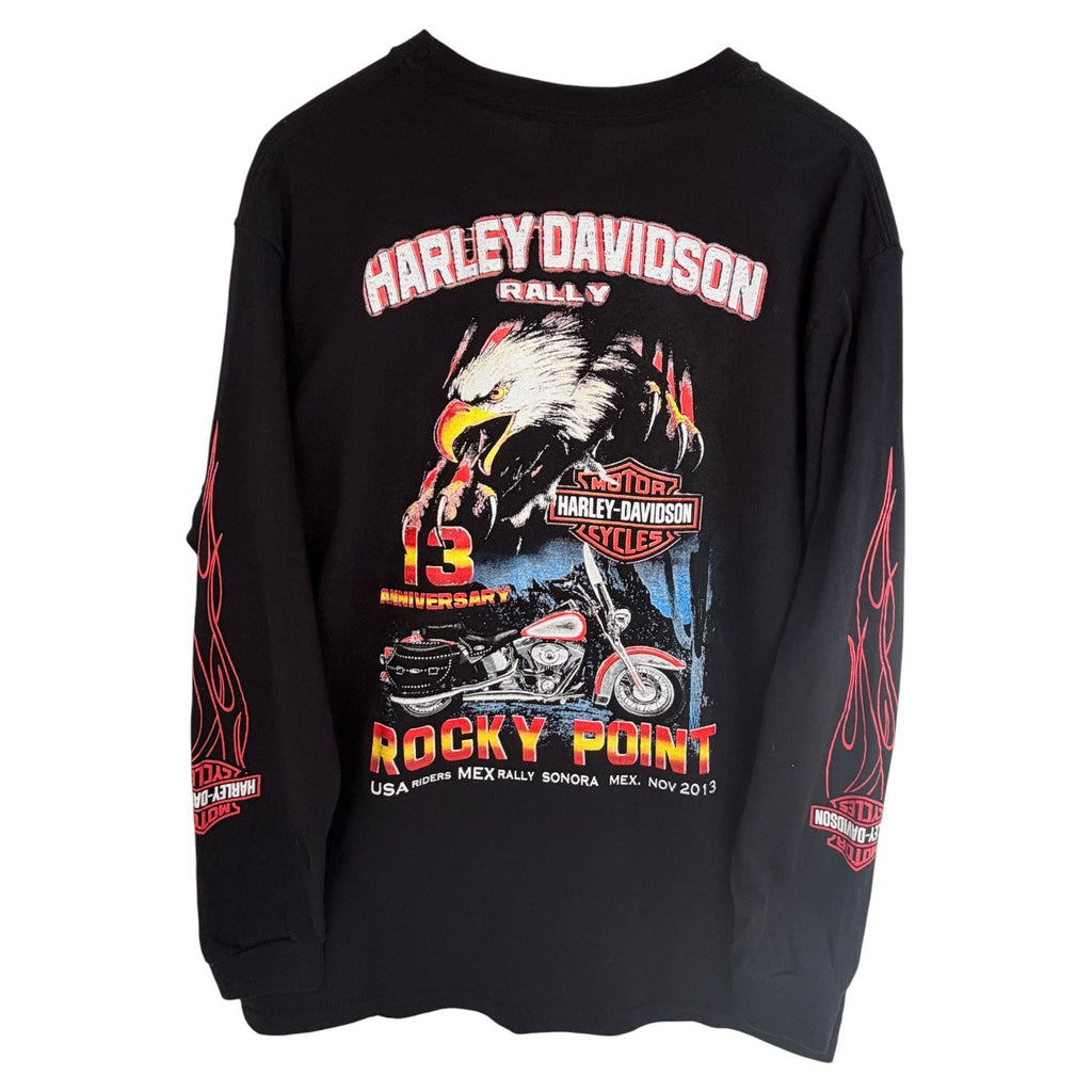 Harley Davidson Rocky Point Mexico 2013 Long Sleeve T Shirt Mens L Black Eagle