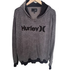 Hurley Mens Full Zip Fleece Jacket Gray Herringbone Logo Large