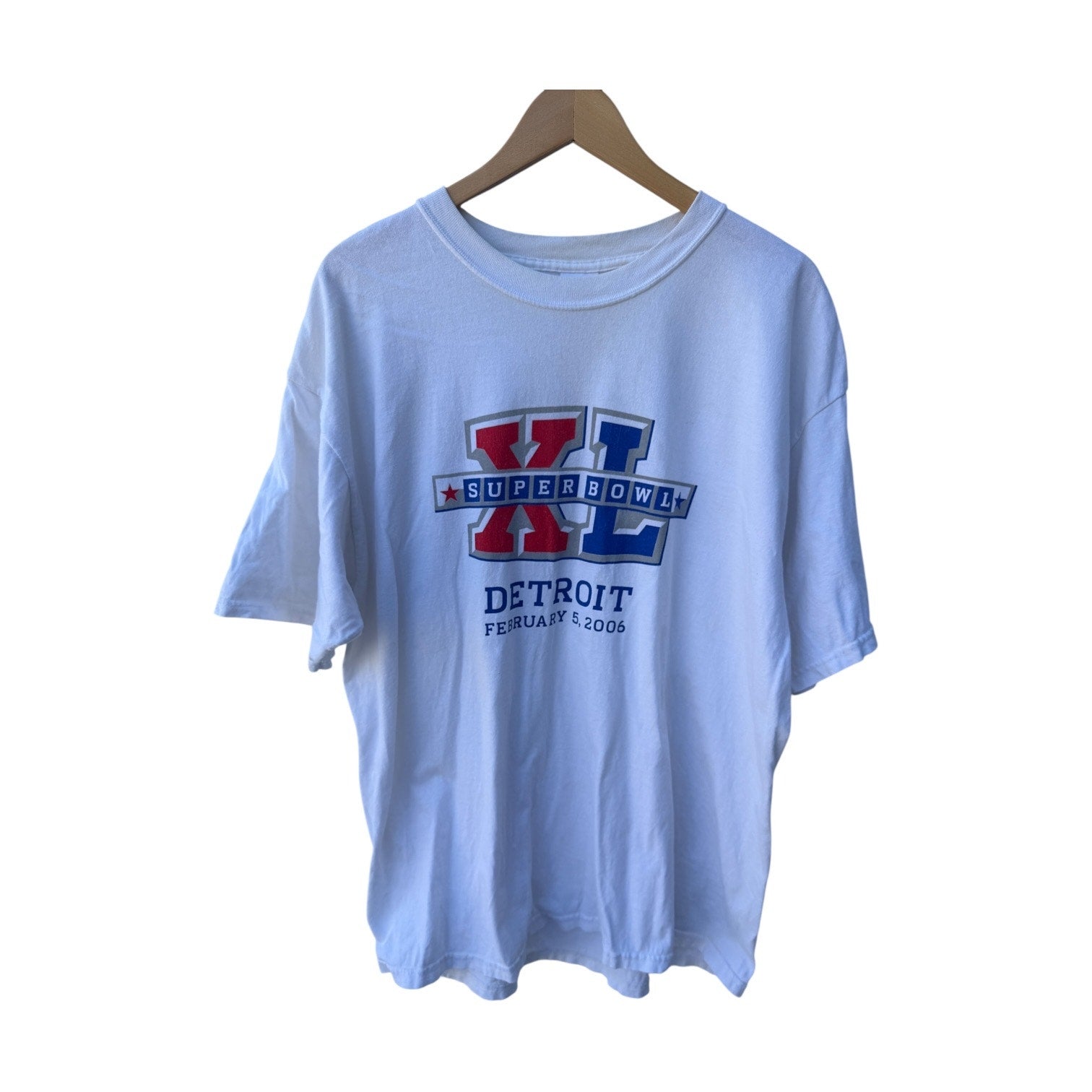 Super Bowl XL 2006 Detroit T Shirt Mens XL White NFL Football Event Graphic Tee